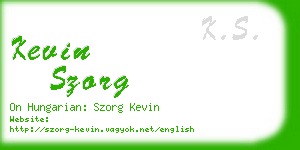 kevin szorg business card